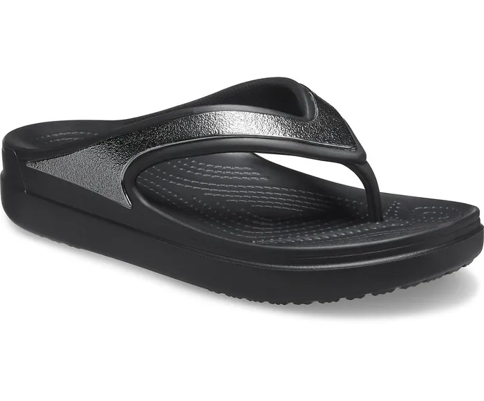 Crocs Wedges Womens Crocs Sloane Shine Wedge Flip Black Gift for Friend