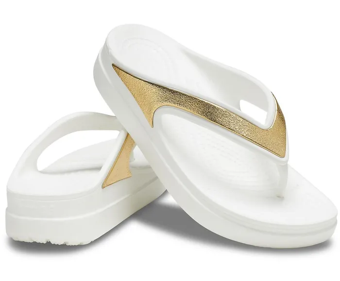 Crocs Wedges Womens Crocs Sloane Shine Wedge Flip White For Sale