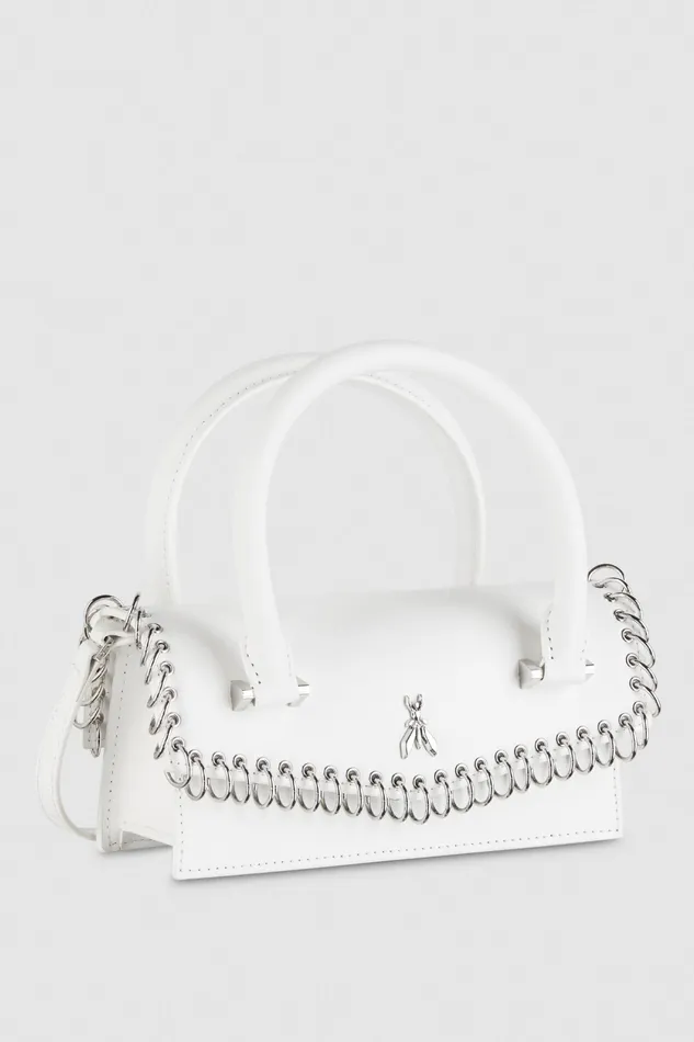 Crossbodys Women Patrizia Pepe Fly Bamby Piercing Shoulder Bag Bianco