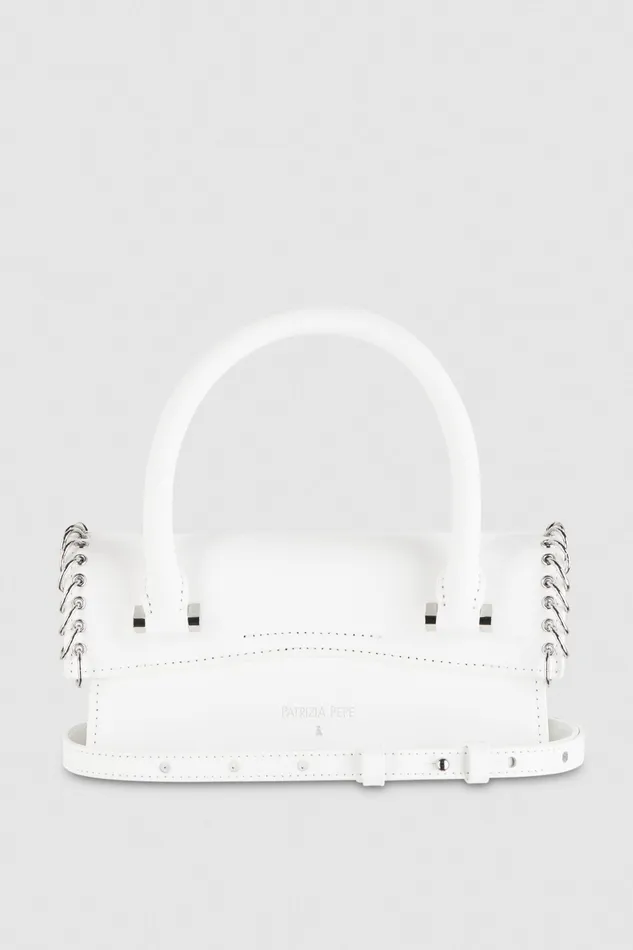 Crossbodys Women Patrizia Pepe Fly Bamby Piercing Shoulder Bag Bianco