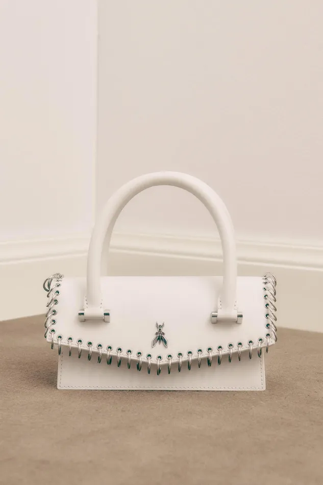 Crossbodys Women Patrizia Pepe Fly Bamby Piercing Shoulder Bag Bianco