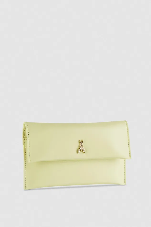 Crossbodys Women Patrizia Pepe Leather Clutch Bag With Chain Light Sunny Lime