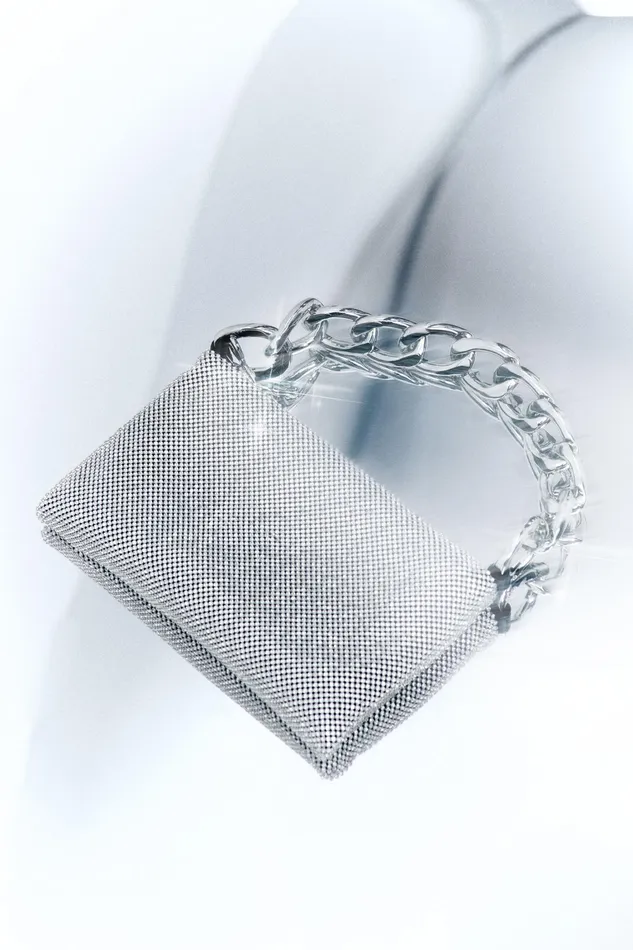 Crossbodys Women Patrizia Pepe Maxichain Rhinestone Clutch Bag Crystal