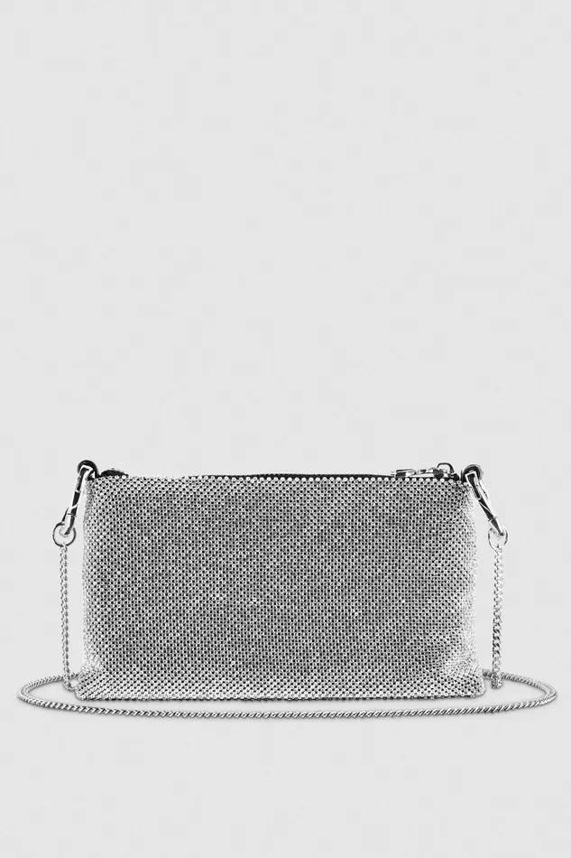 Crossbodys Women Patrizia Pepe Maxichain Rhinestone Clutch Bag Crystal