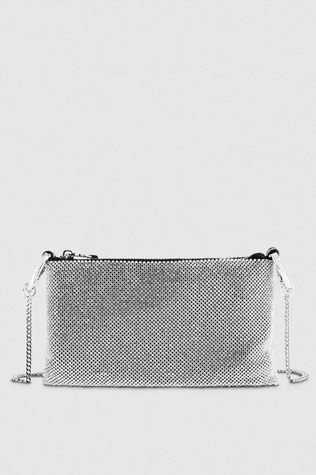 Crossbodys Women Patrizia Pepe Maxichain Rhinestone Clutch Bag Crystal
