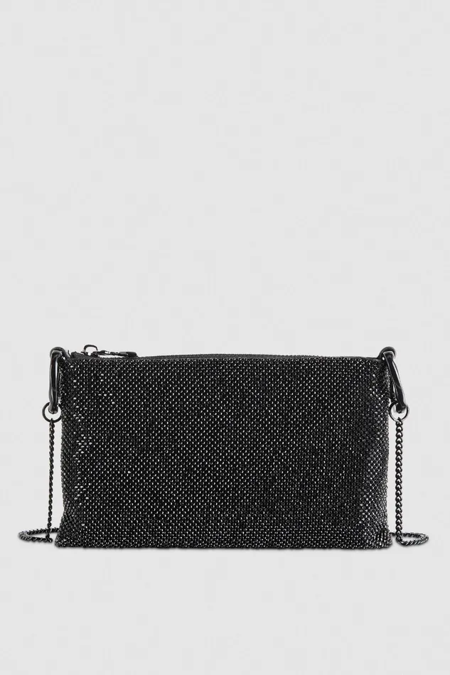 Crossbodys Women Patrizia Pepe Maxichain Rhinestone Clutch Bag Total Black Crystal Crossbodys Women Patrizia Pepe Maxichain Rhinestone Clutch Bag Total Black Crystal
