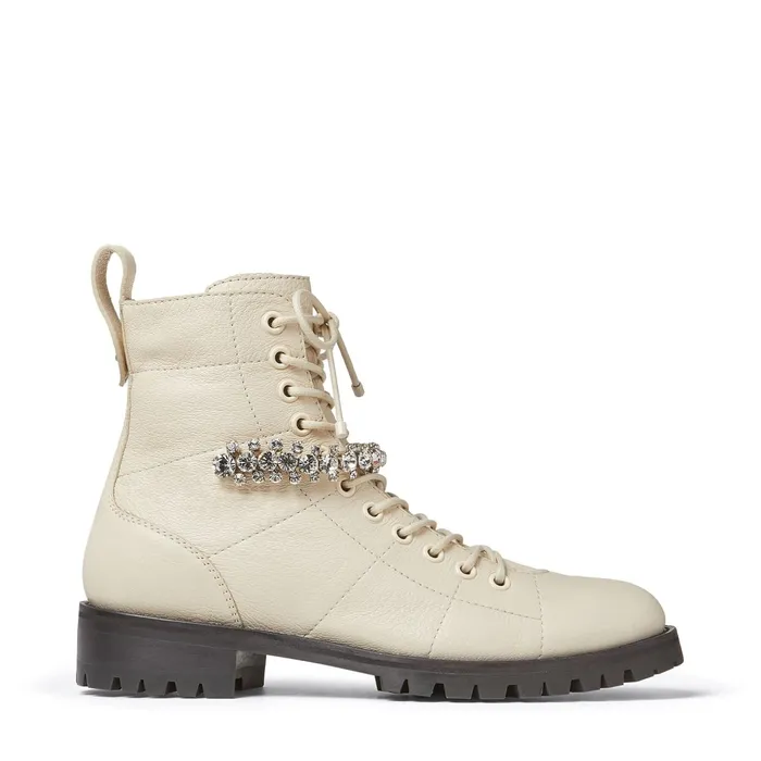 Cruz Flat Linen Grainy Leather Cruz Flat Boots With Crystal Detailing Linen Women JIMMY CHOO Boots Cruz Flat Linen Grainy Leather Cruz Flat Boots With Crystal Detailing Linen Women JIMMY CHOO Boots