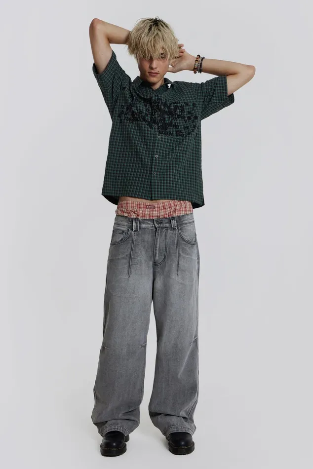 Denim Men Jaded London Shop Grey Acid Razor Jeans