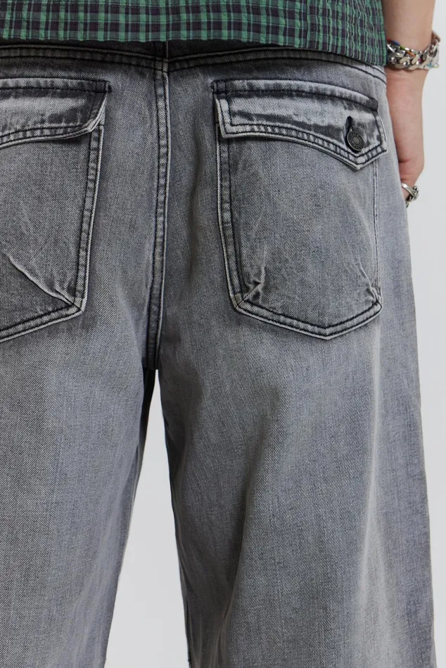 Denim Men Jaded London Shop Grey Acid Razor Jeans