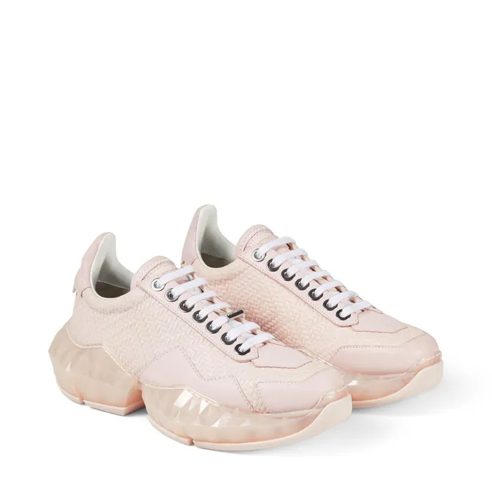 DiamondF PowderPink Embossed Crosta And Vachetta Leather LowTop Trainers X Powder Pink Mix Women JIMMY CHOO Sneakers