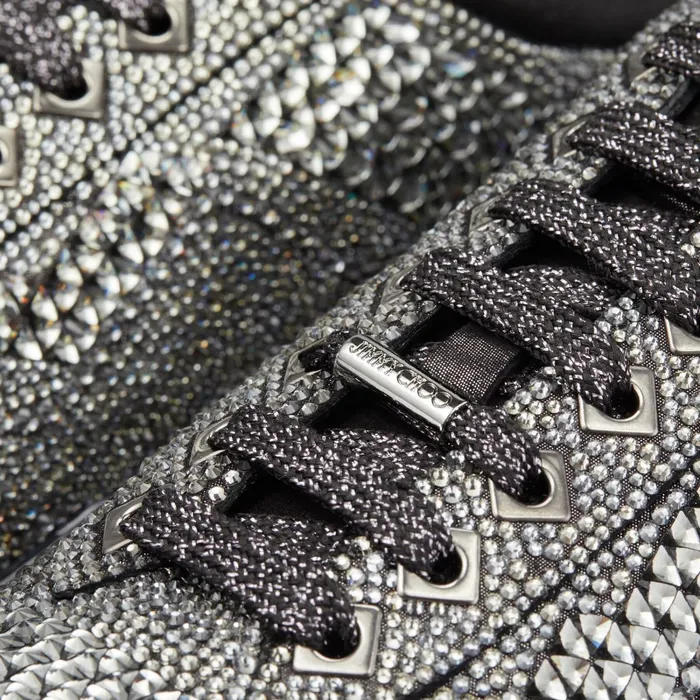 DiamondM Smoke Metallic Suede Diamond Trainers With Crystal Appliqu Smoke Men JIMMY CHOO Casual Shoes