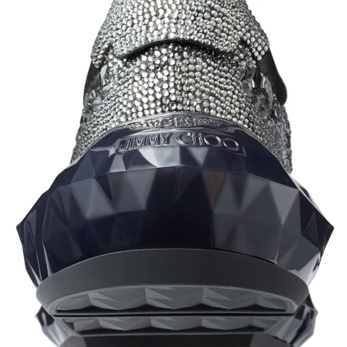 DiamondM Smoke Metallic Suede Diamond Trainers With Crystal Appliqu Smoke Men JIMMY CHOO Casual Shoes