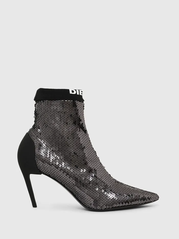 Diesel Ankle Boots Womens DSLANTY MASM BlackSilver Gift for Friend