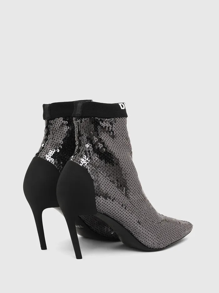 Diesel Ankle Boots Womens DSLANTY MASM BlackSilver Gift for Friend