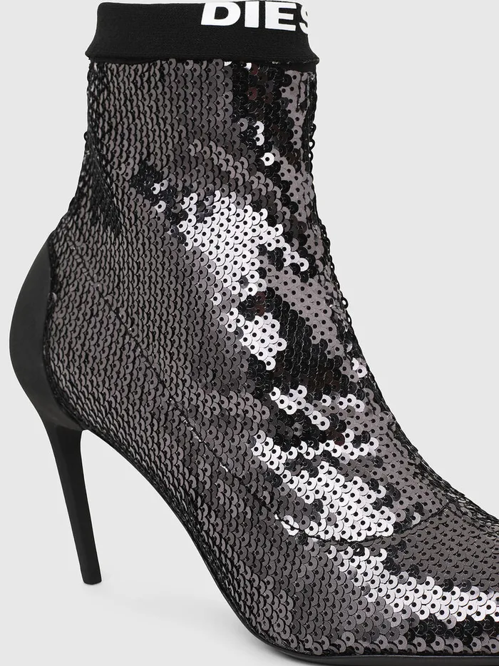 Diesel Ankle Boots Womens DSLANTY MASM BlackSilver Gift for Friend