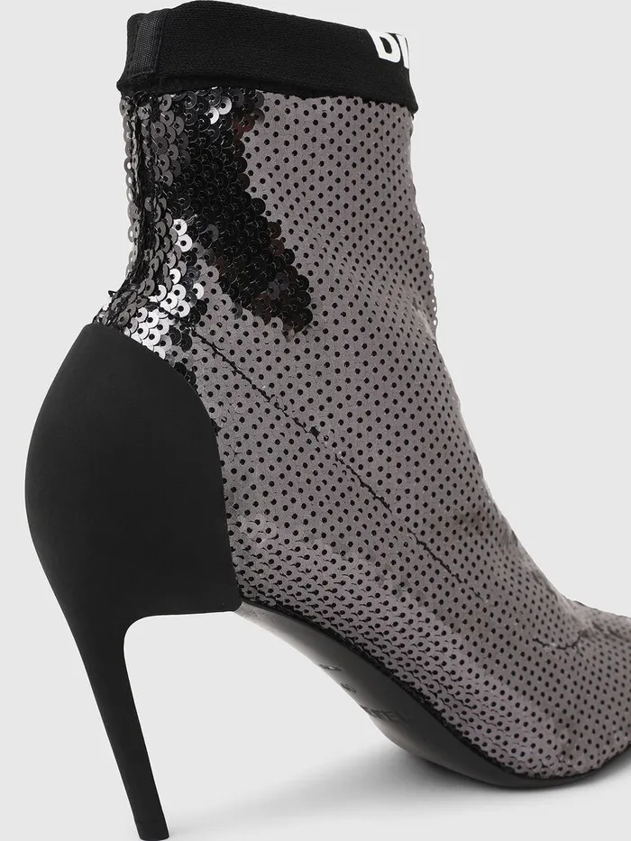 Diesel Ankle Boots Womens DSLANTY MASM BlackSilver Gift for Friend
