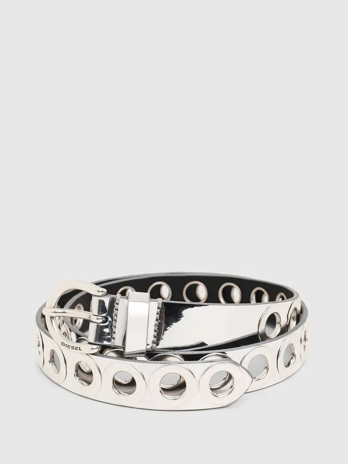 Diesel Belts Womens BSPARK Silver Cheap On Sale