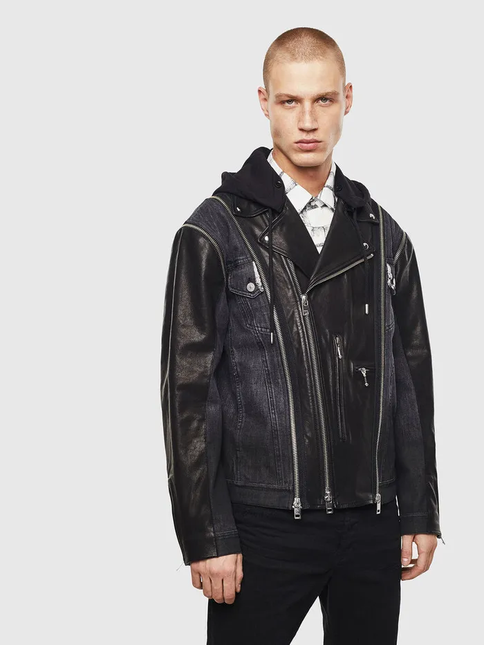 Diesel Leather Jackets Mens DLOSTYSY Black