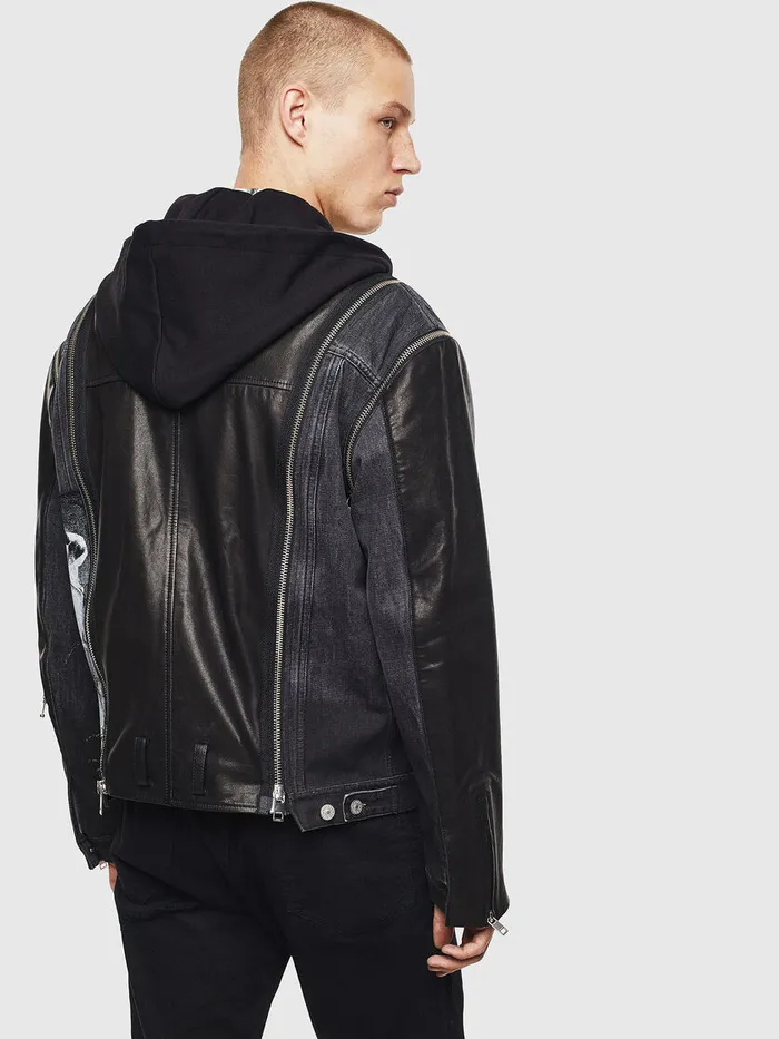 Diesel Leather Jackets Mens DLOSTYSY Black