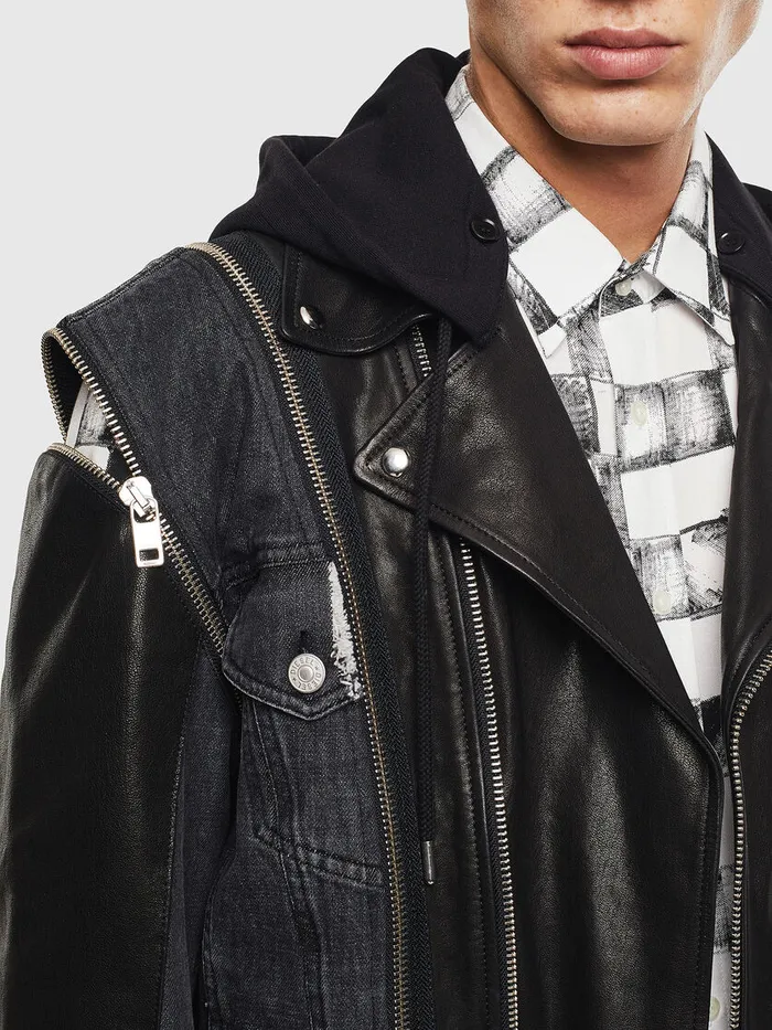 Diesel Leather Jackets Mens DLOSTYSY Black