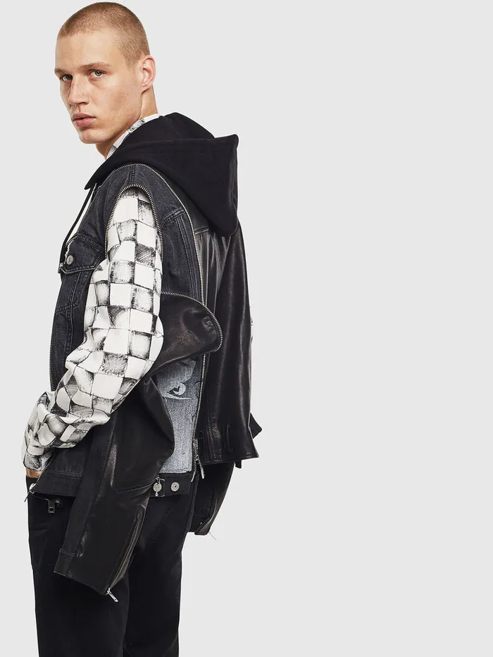 Diesel Leather Jackets Mens DLOSTYSY Black