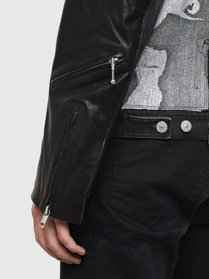Diesel Leather Jackets Mens DLOSTYSY Black