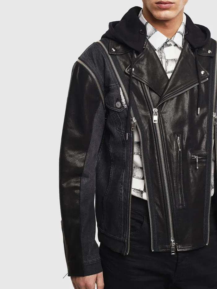Diesel Leather Jackets Mens DLOSTYSY Black