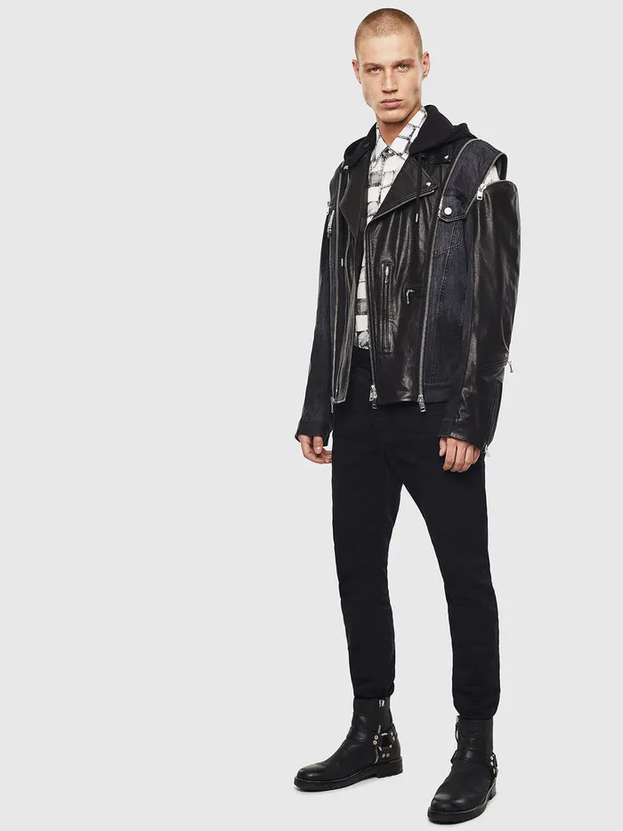 Diesel Leather Jackets Mens DLOSTYSY Black