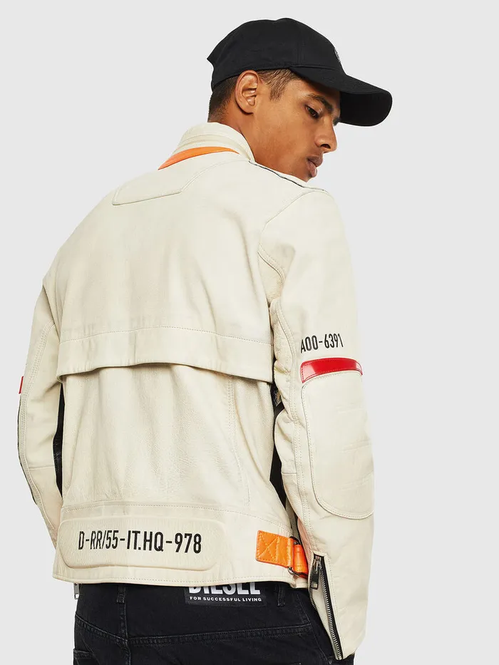 Diesel Leather Jackets Mens LDIXON White