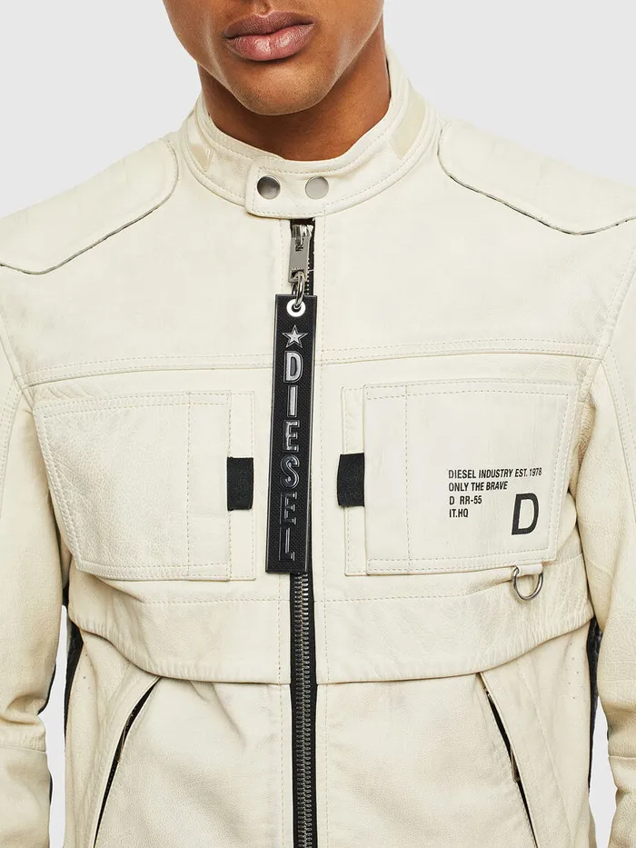 Diesel Leather Jackets Mens LDIXON White