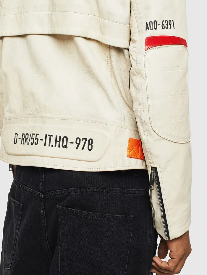 Diesel Leather Jackets Mens LDIXON White