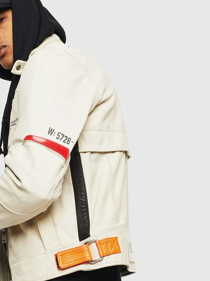 Diesel Leather Jackets Mens LDIXON White