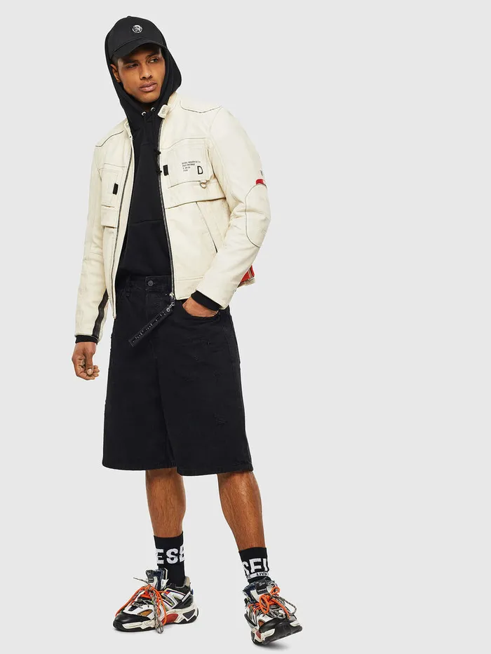 Diesel Leather Jackets Mens LDIXON White