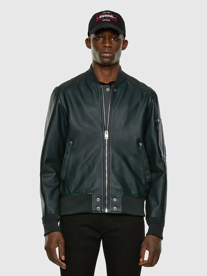 Diesel Leather Jackets Mens LJOSEPH Dark Green
