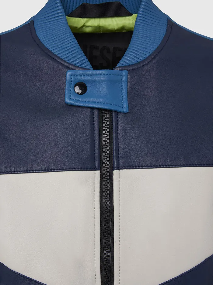 Diesel Leather Jackets Mens LMAY BlueWhite