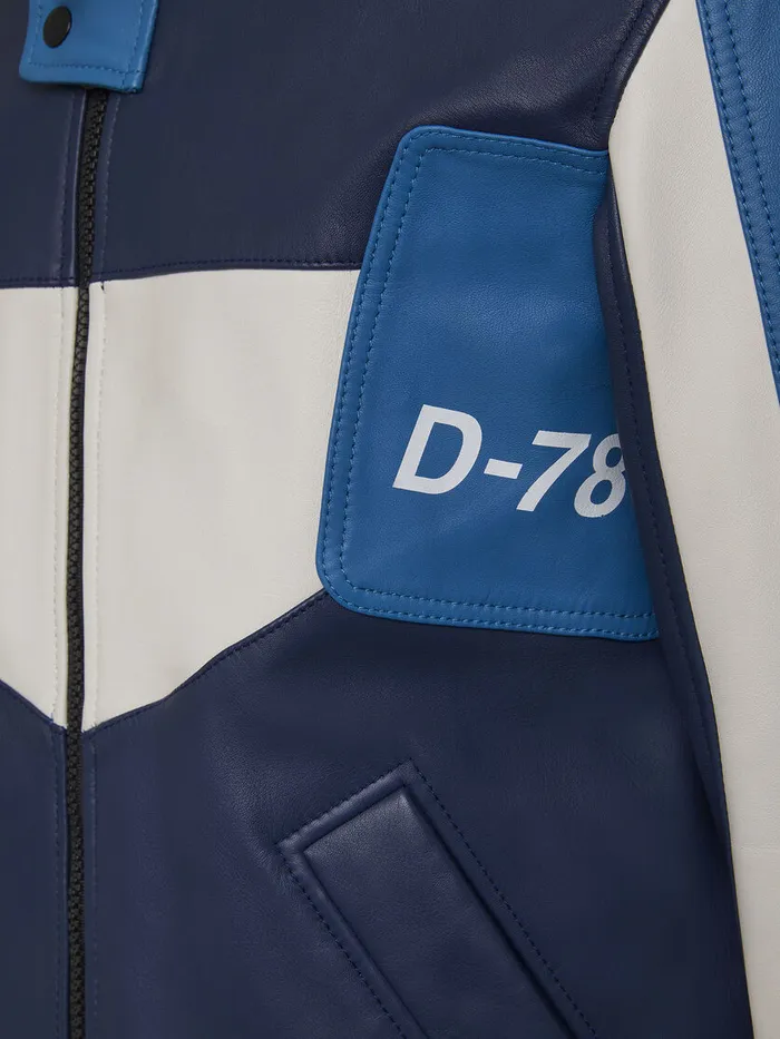 Diesel Leather Jackets Mens LMAY BlueWhite