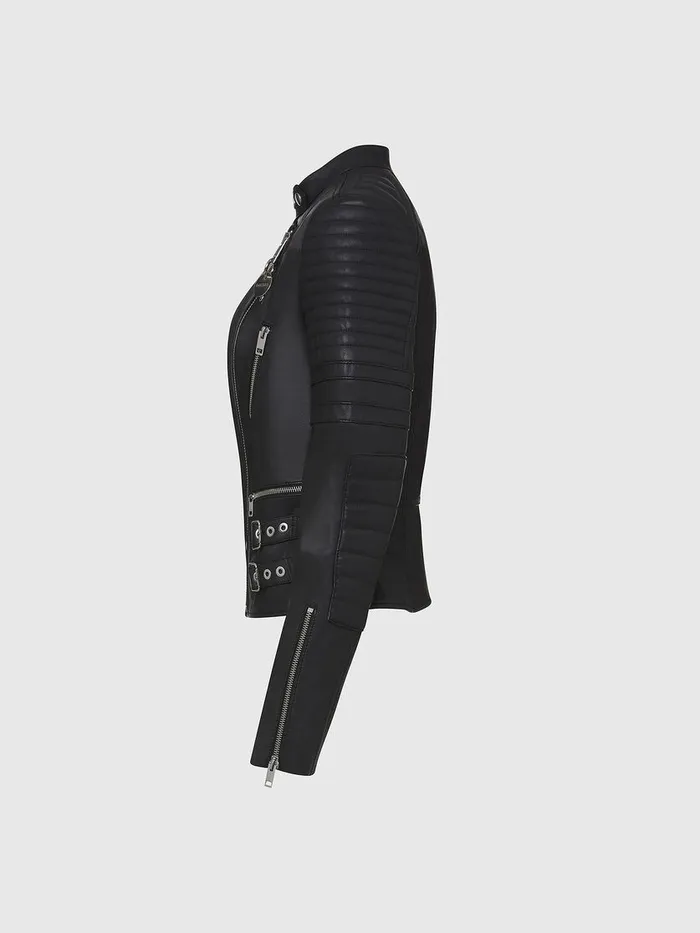 Diesel Leather Jackets Womens LIGENEW Black