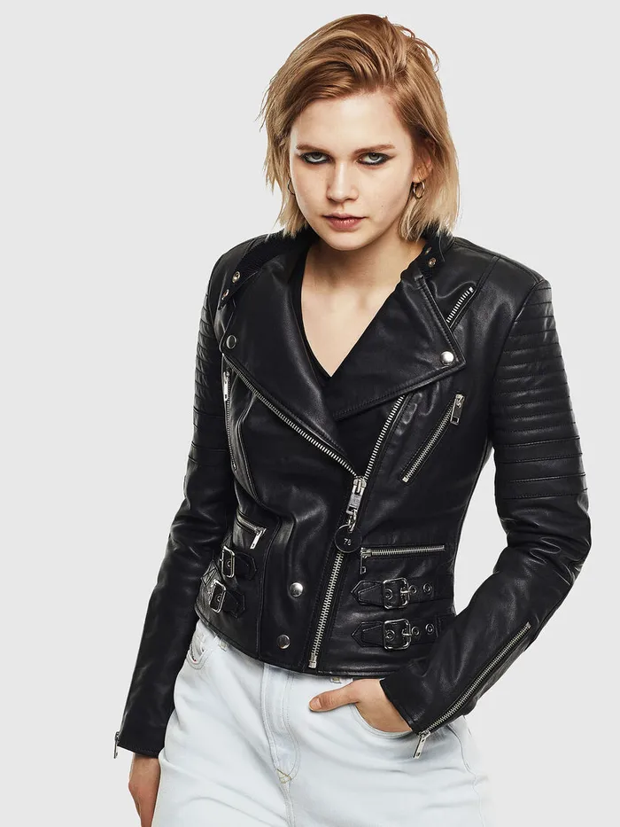 Diesel Leather Jackets Womens LIGENEW Black