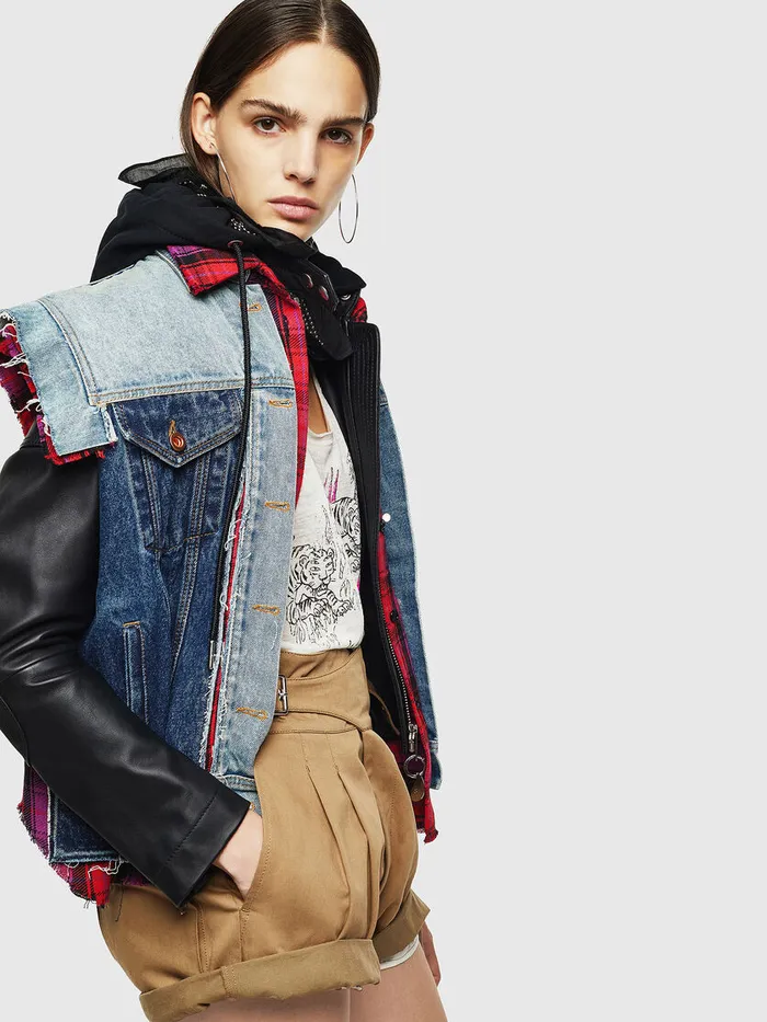 Diesel Leather Jackets Womens LMARALI BlueBlack