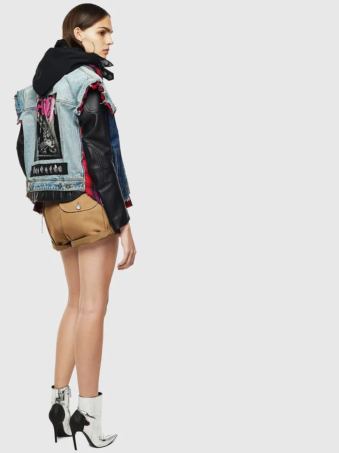 Diesel Leather Jackets Womens LMARALI BlueBlack