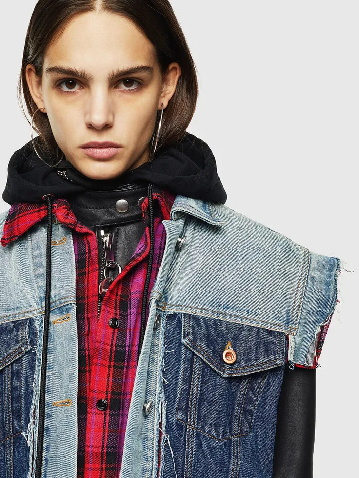 Diesel Leather Jackets Womens LMARALI BlueBlack