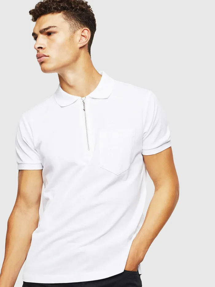 Diesel Polos Mens TPOLZIPPOCKETSJ1 White On Sale