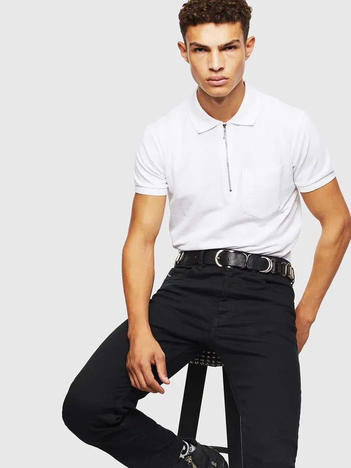 Diesel Polos Mens TPOLZIPPOCKETSJ1 White On Sale