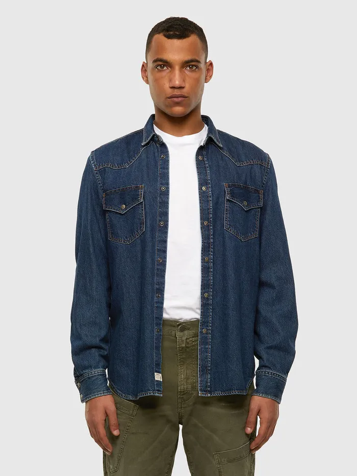 Diesel Shirts Mens DEASTP Dark Blue For Sale