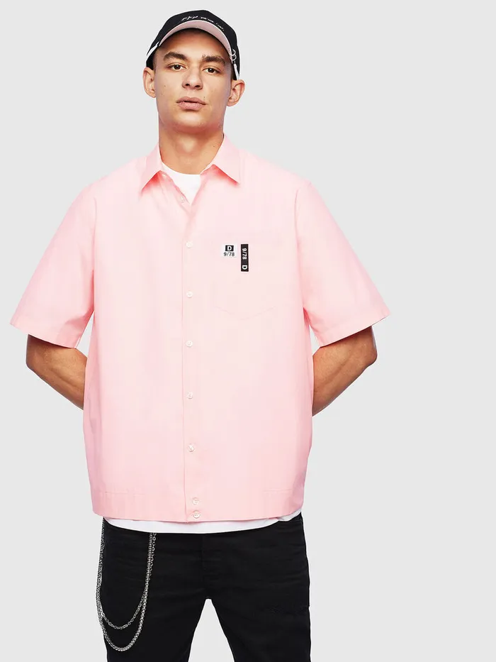 Diesel Shirts Mens SFRYFLUO Pink Gift for Friend