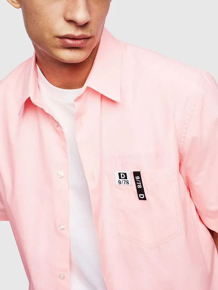 Diesel Shirts Mens SFRYFLUO Pink Gift for Friend