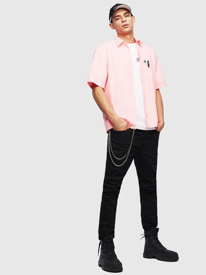 Diesel Shirts Mens SFRYFLUO Pink Gift for Friend