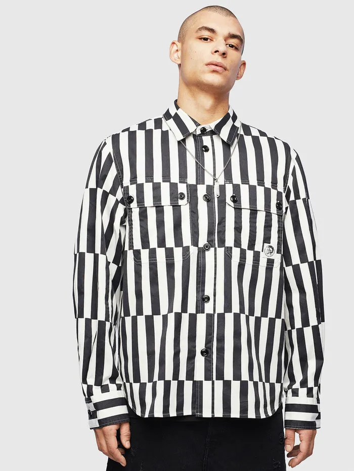 Diesel Shirts Mens SJESSYB WhiteBlack For Sale