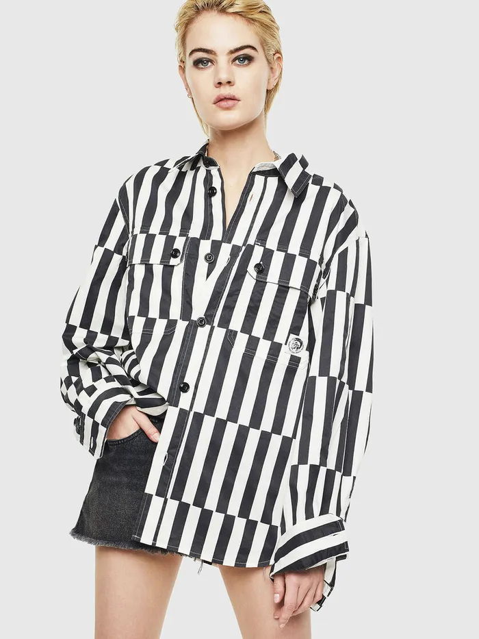 Diesel Shirts Mens SJESSYB WhiteBlack For Sale