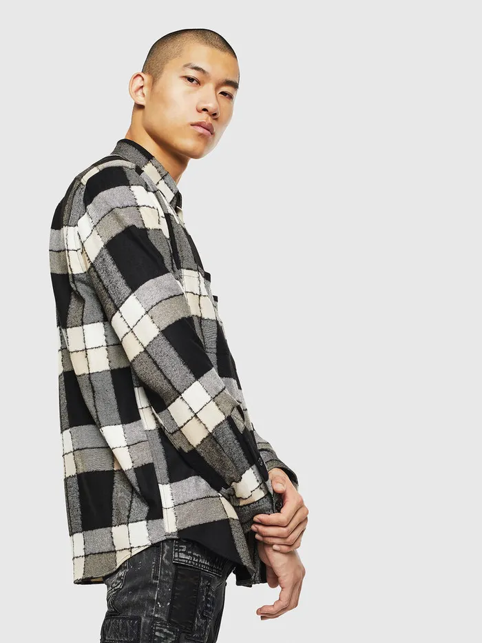 Diesel Shirts Mens SMILLERCOUPE BlackWhite Cheap On Sale